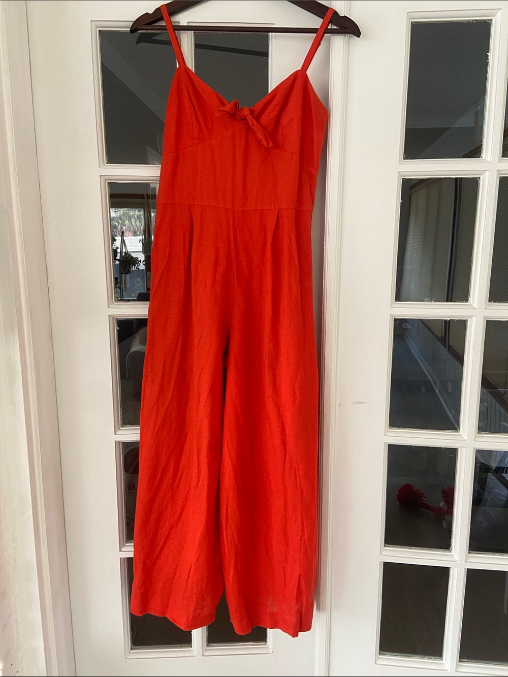 J. Crew Orange Spaghetti-Strap Wide-Leg Tie-Front Jumpsuit